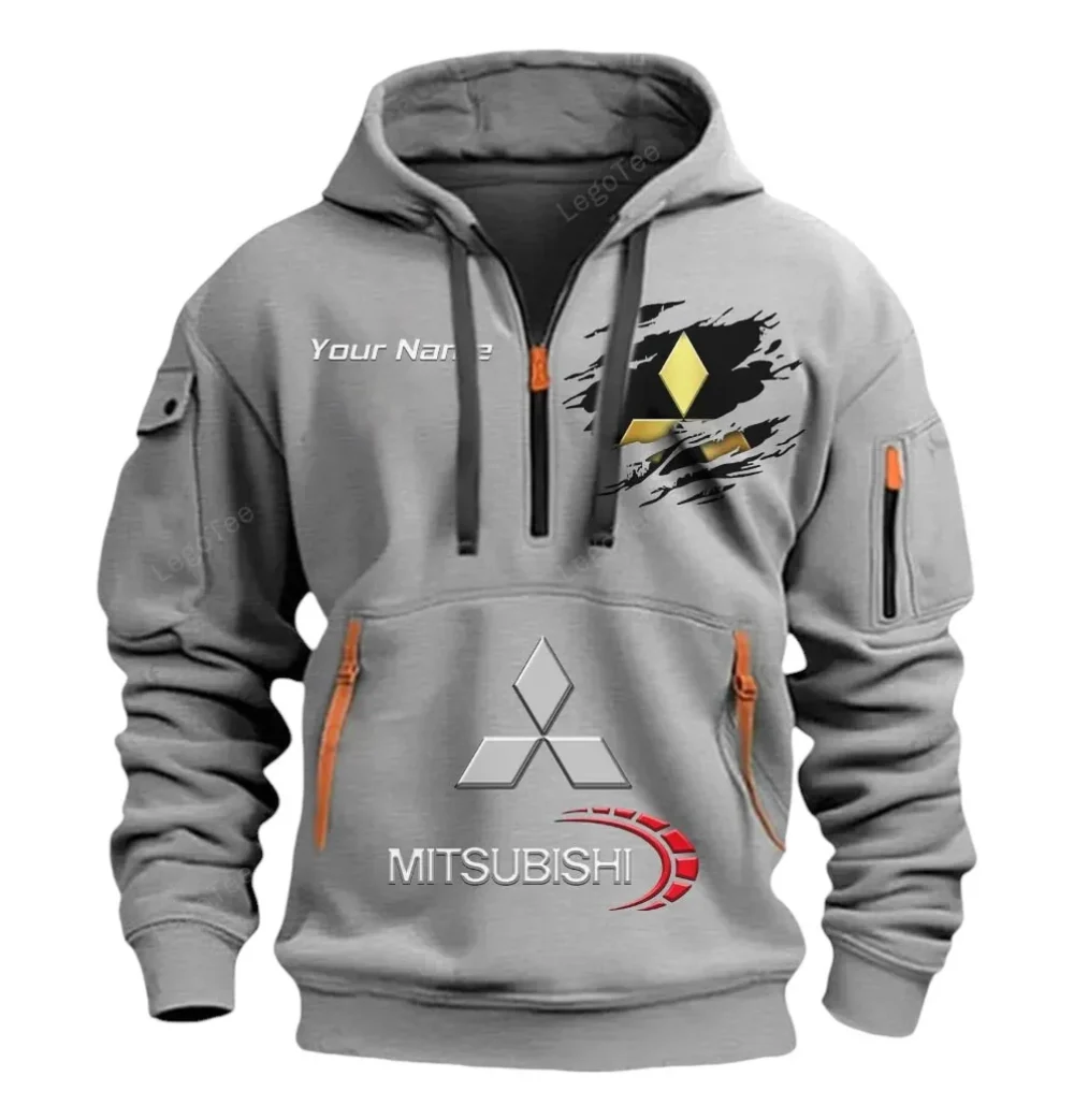 Off-Road SUV Hoodie Half Zipper, Lifestyle Fan Half-Zip Hoodie CAR113 - Gray - Image 2