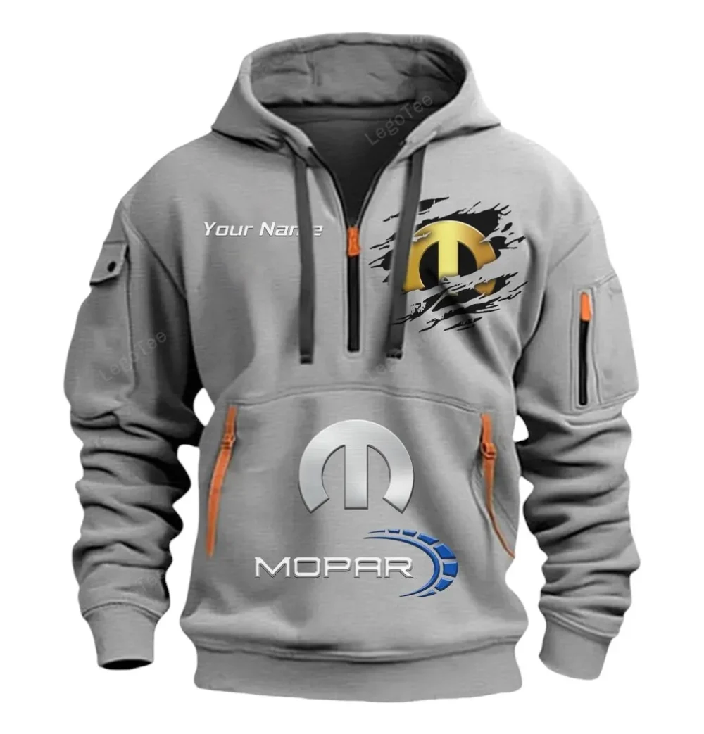 Vehicle Heritage Hoodie Half Zipper, Sporty Fan Half-Zip Hoodie CAR113 - Gray - Image 2