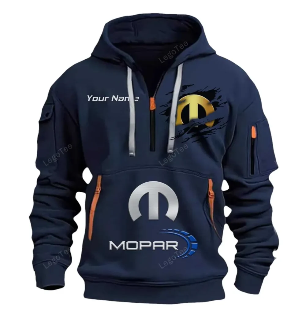 Car Culture Hoodie Half Zipper, Sport Spirit Hoodie CAR113 - Navy - Image 2