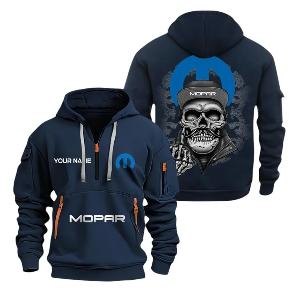 Classic Auto Hoodie Half Zipper, Athletic Fan Half-Zip Hoodie CAR166 - Navy - Image 2