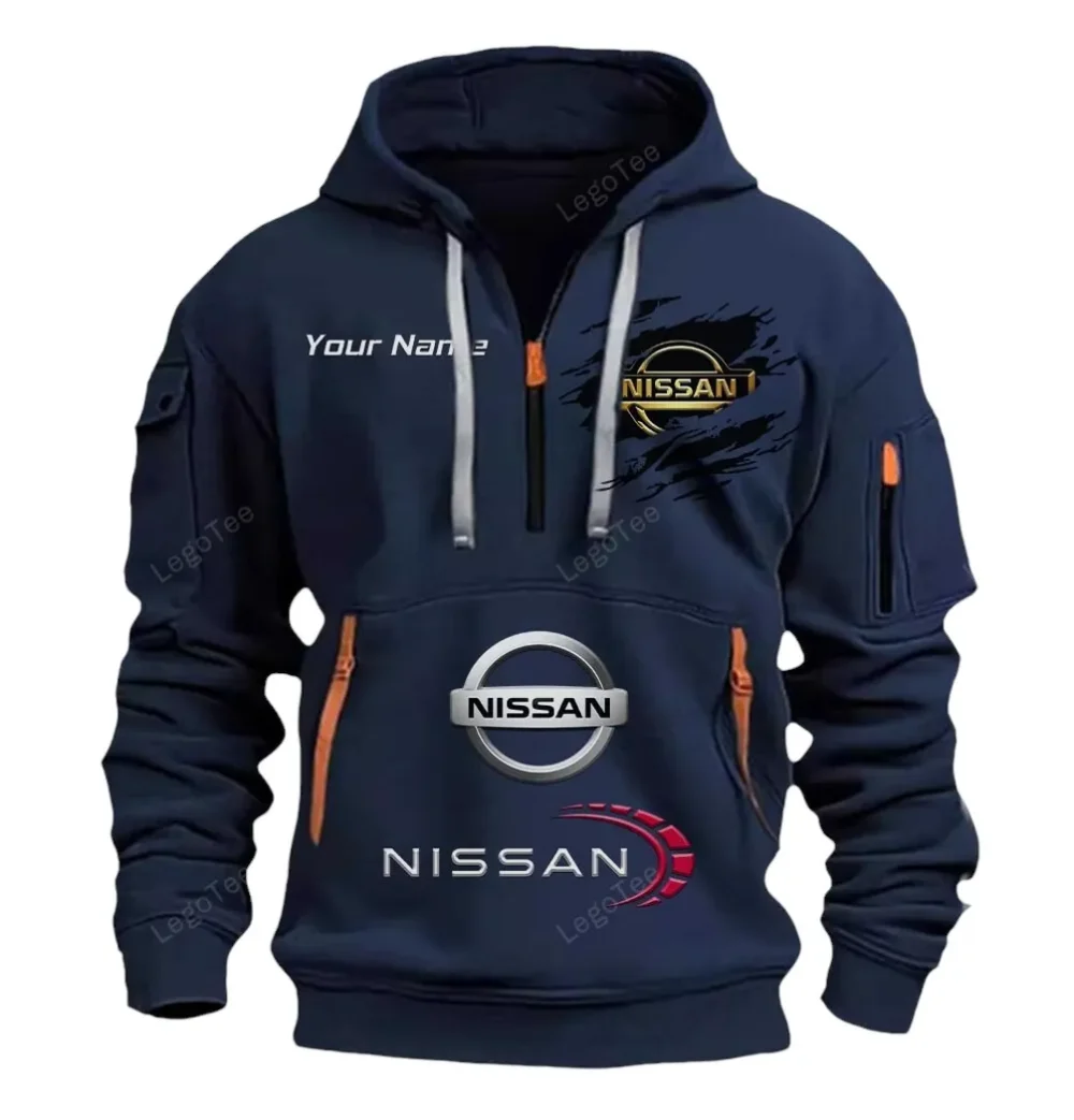 Hatchback Hoodie Half Zipper, True Supporter Half-Zip Hoodie CAR113 - Navy - Image 2