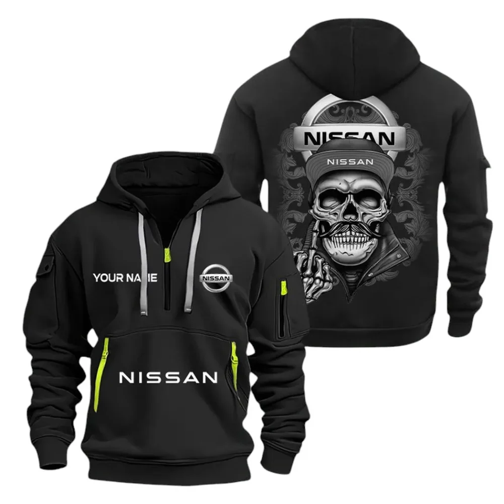 Hatchback Hoodie Half Zipper, Active Supporter Half-Zip Hoodie CAR166 - Black - Image 2