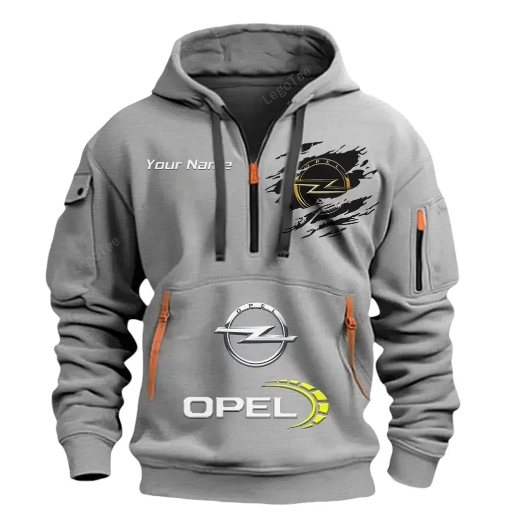 Mid-Size Auto Hoodie Half Zipper, Supporter Style Half-Zip Hoodie CAR113 - Gray - Image 2