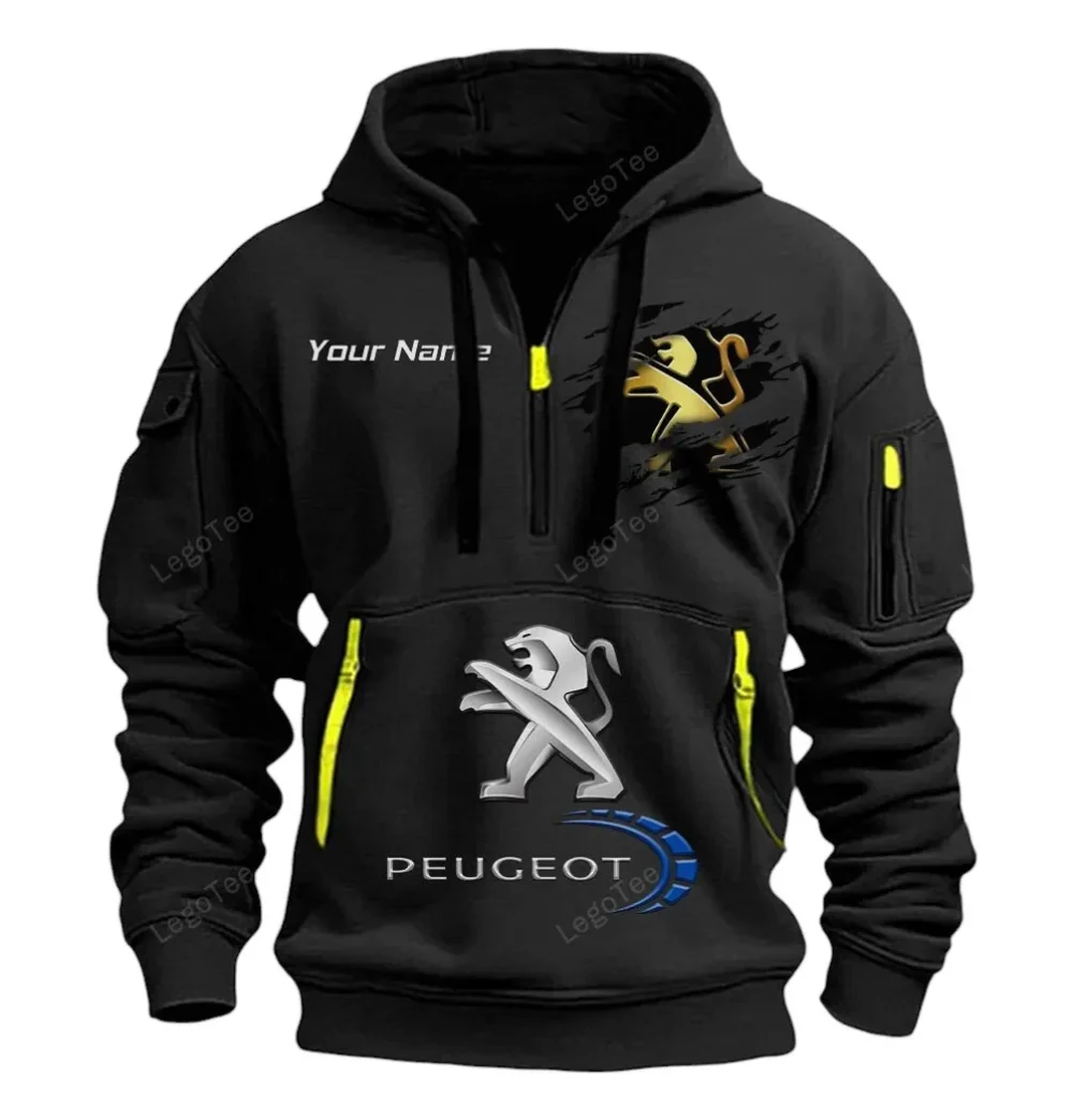 Mid-Size Car Hoodie Half Zipper, Modern Sport Hoodie CAR113 - Black - Image 2