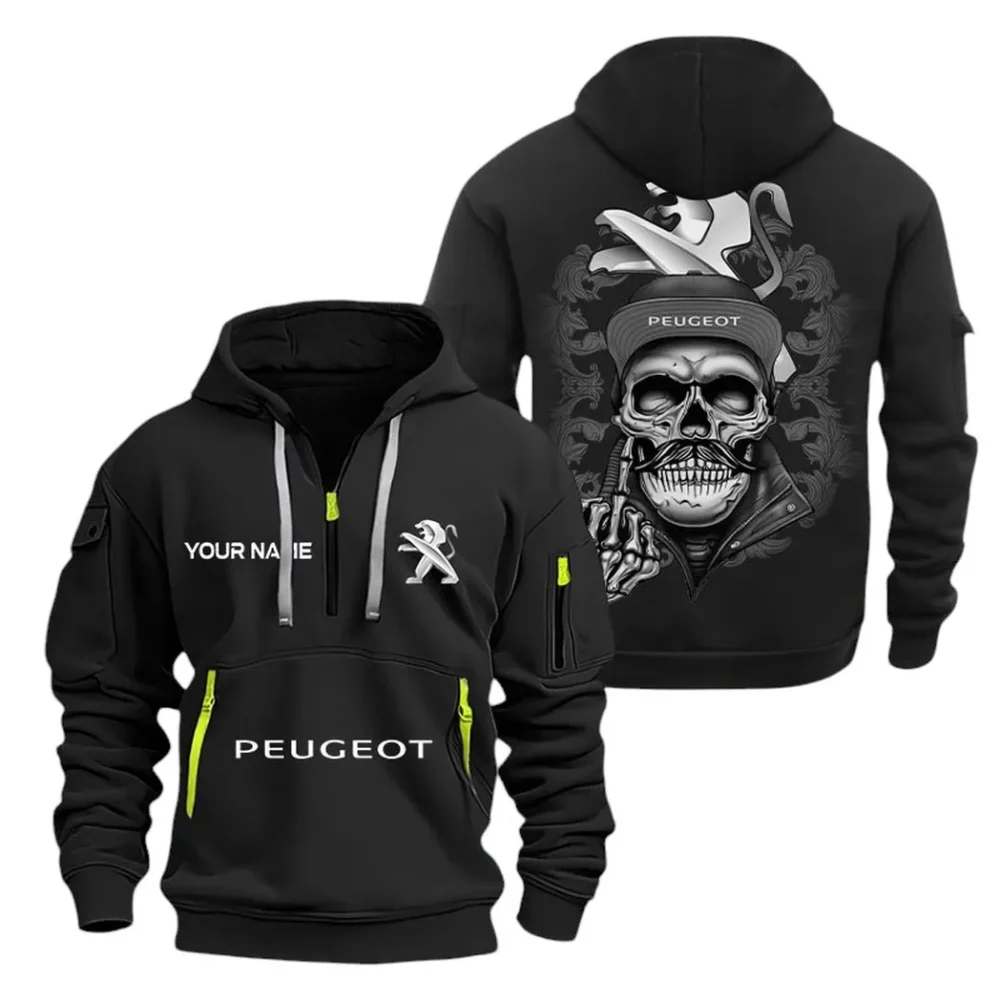 Commuter Vehicle Hoodie Half Zipper, True Supporter Half-Zip Hoodie CAR166 - Black - Image 2