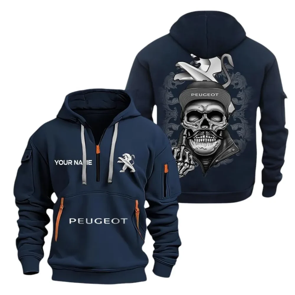 Urban Ride Hoodie Half Zipper, Everyday Comfort Half-Zip Hoodie CAR166 - Navy - Image 2