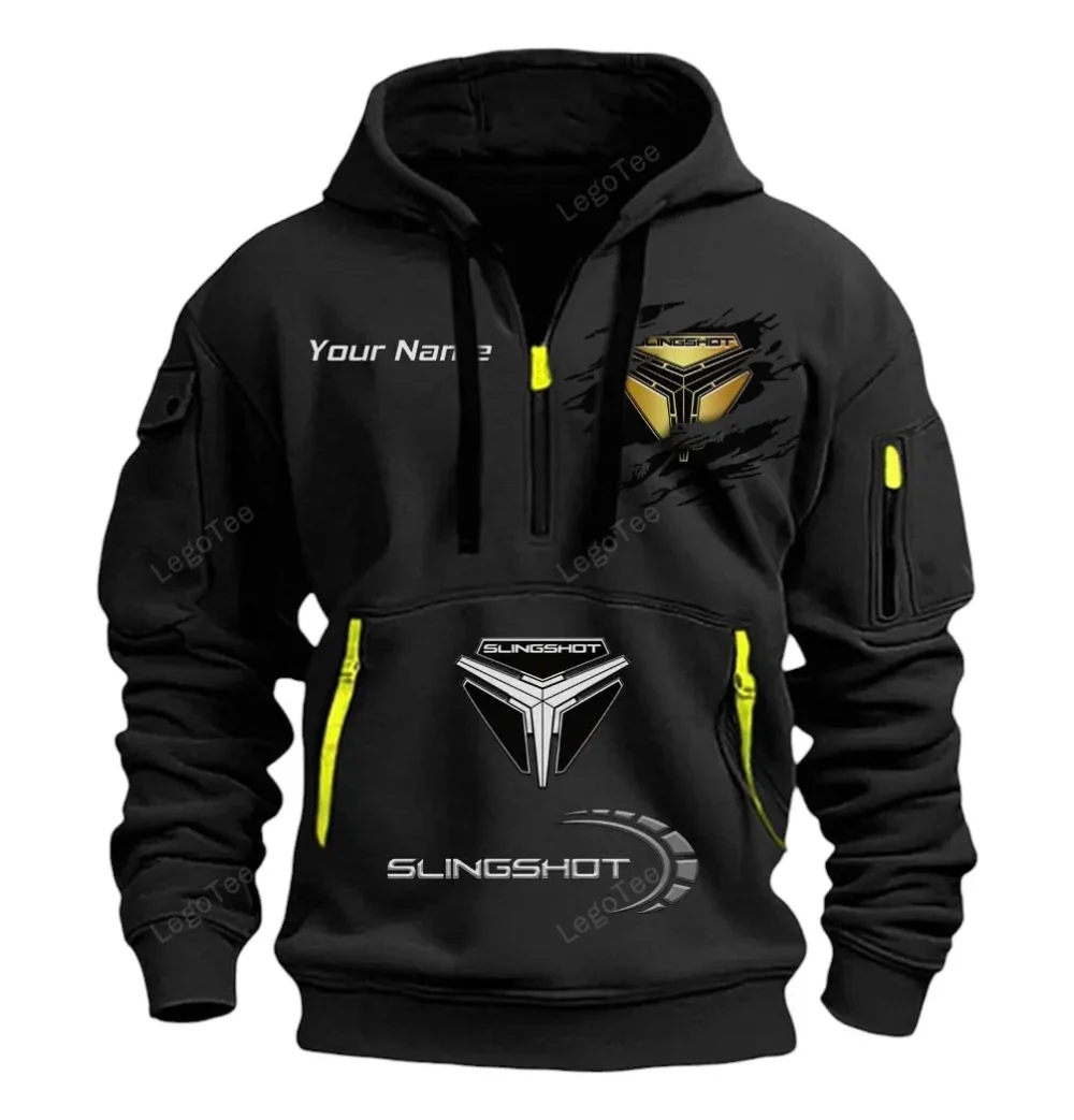 Adventure Cruiser Hoodie Half Zipper, True Fan Hoodie CAR113 - Black - Image 2