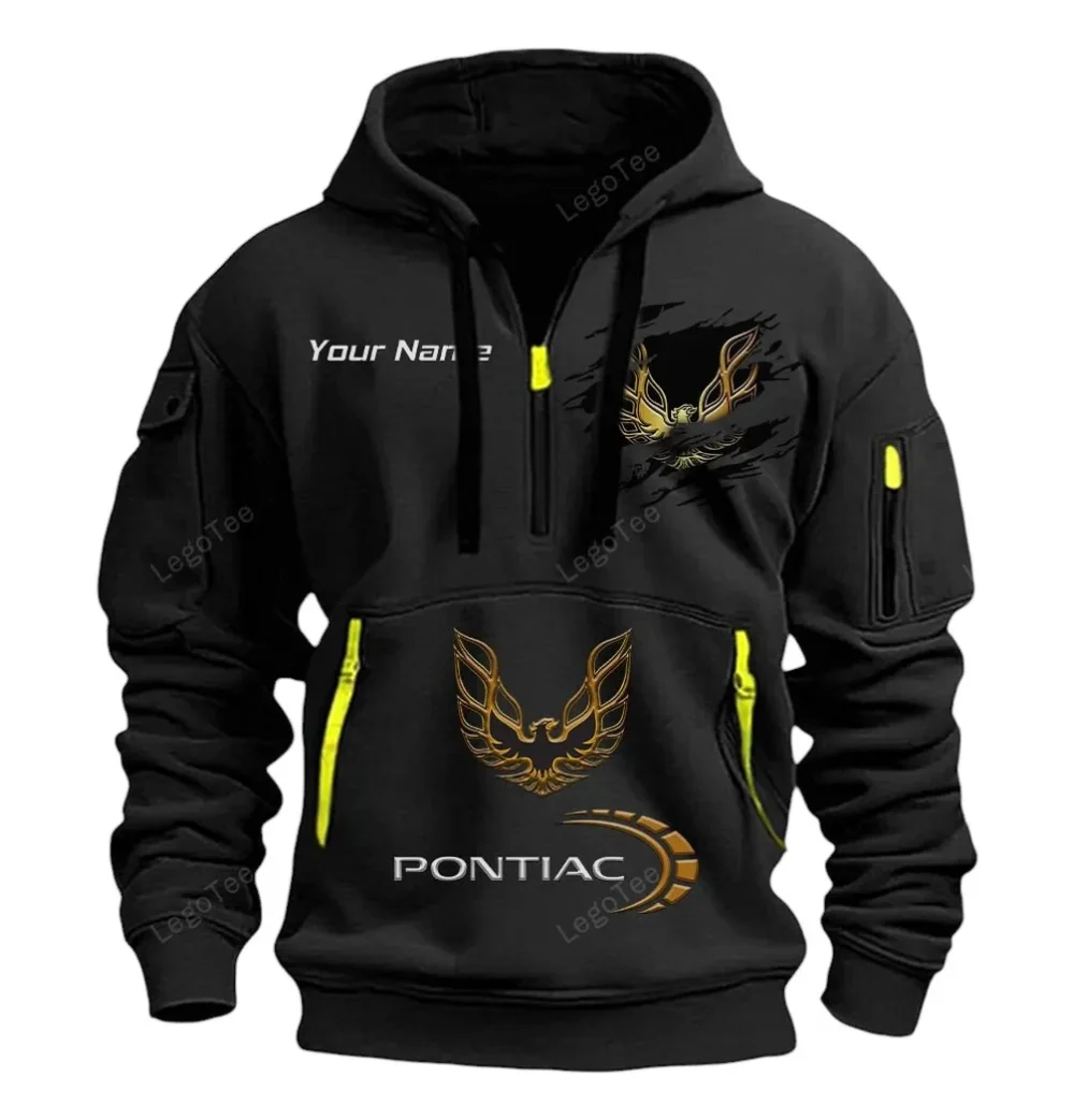 Performance Two-Door Hoodie Half Zipper, Bold Fan Hoodie CAR113 - Black - Image 2
