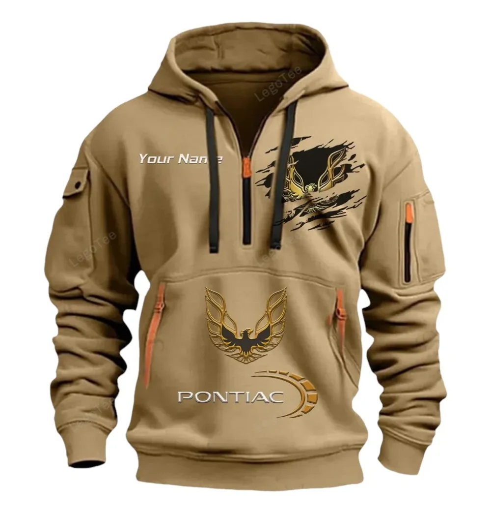 Vintage Sports Coupe Hoodie Half Zipper, Everyday Comfort Half-Zip Hoodie CAR113 - Khaki - Image 2