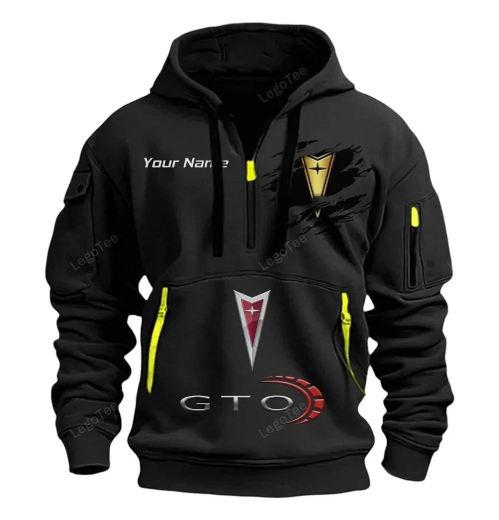 Muscle Ride Hoodie Half Zipper, Lifestyle Fan Half-Zip Hoodie CAR113 - Black - Image 2