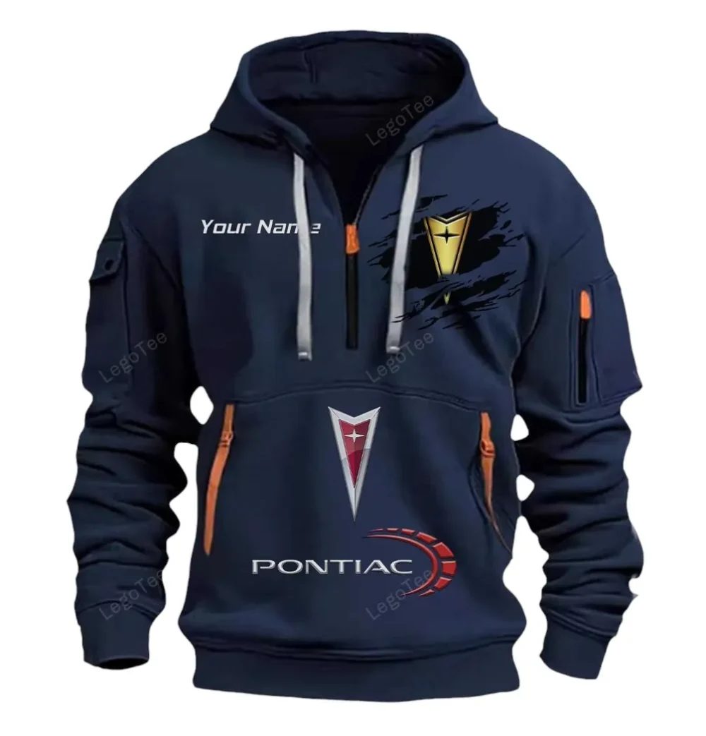 Classic American Car Hoodie Half Zipper, All-Season Fan Half-Zip Hoodie CAR113 - Navy - Image 2