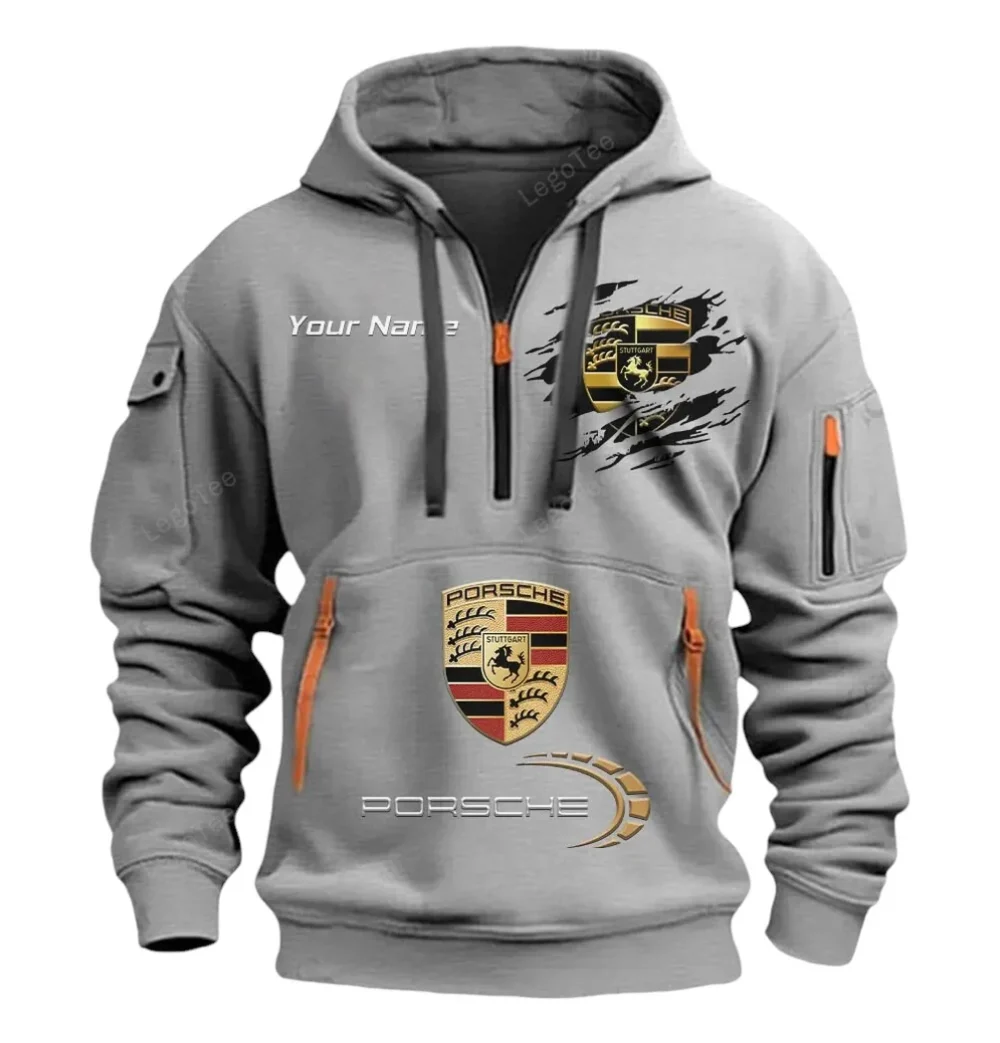 Precision Handling Car Hoodie Half Zipper, Casual Sport Half-Zip Hoodie CAR113 - Gray - Image 2
