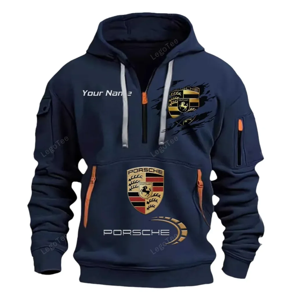 Luxury Coupe Hoodie Half Zipper, Active Spirit Hoodie CAR113 - Navy - Image 2