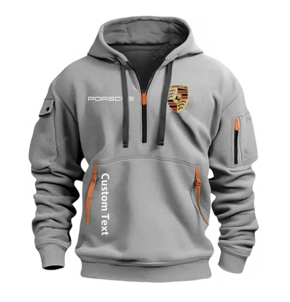 Exotic Coupe Hoodie Half Zipper, Active Supporter Half-Zip Hoodie CAR112 - Gray - Image 2