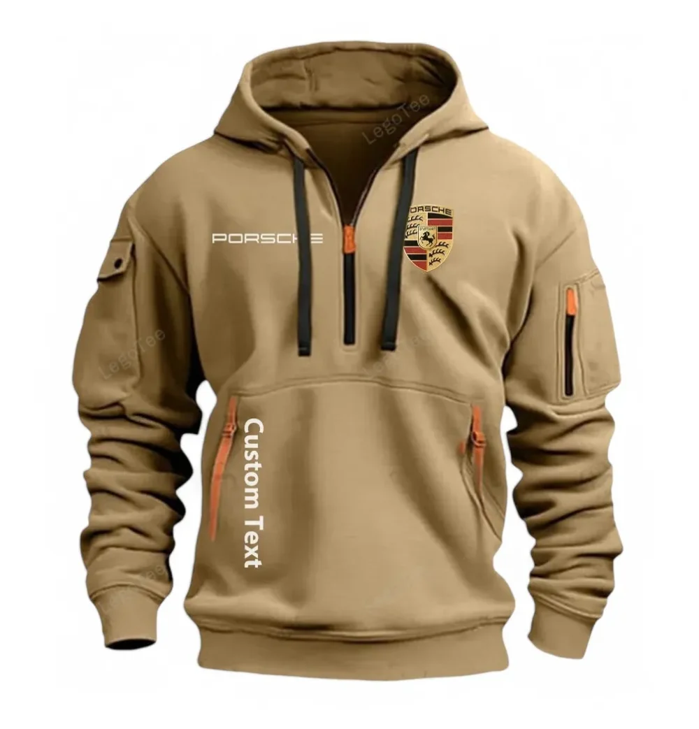 Exotic Coupe Hoodie Half Zipper, Bold Energy Hoodie CAR112 - Khaki - Image 2