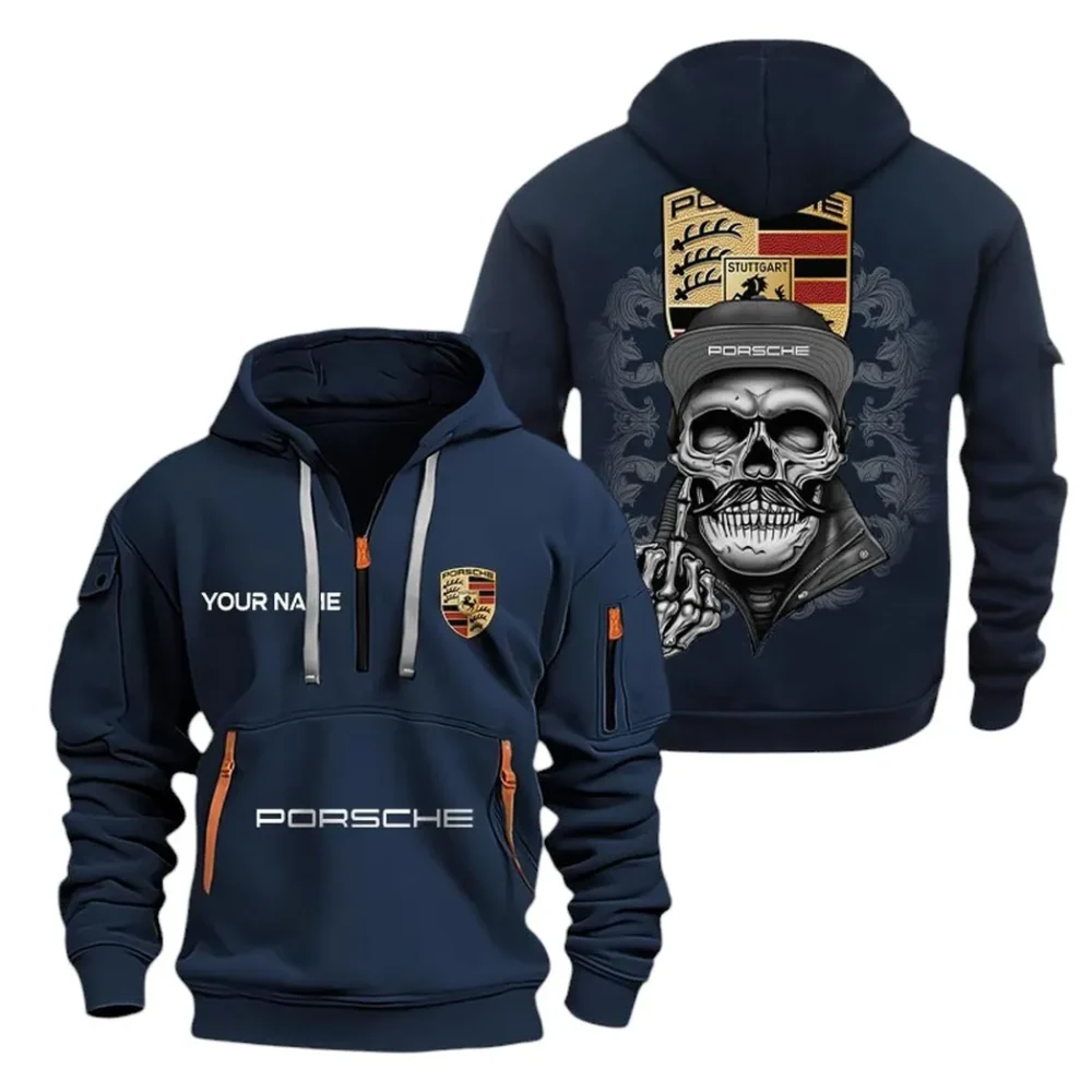 Exotic Coupe Hoodie Half Zipper, Casual Sport Half-Zip Hoodie CAR166 - Navy - Image 2