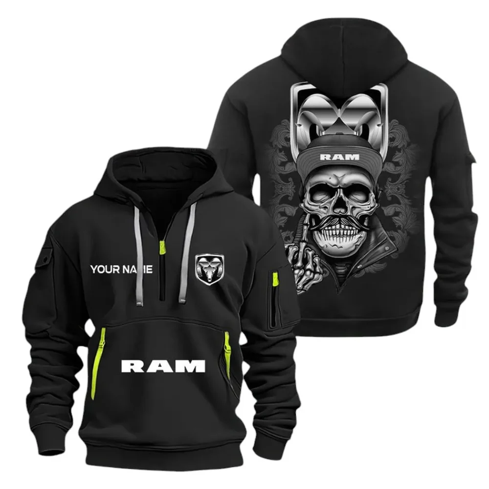 Tough Truck Brand Hoodie Half Zipper, Athletic Fan Half-Zip Hoodie CAR166 - Black - Image 2