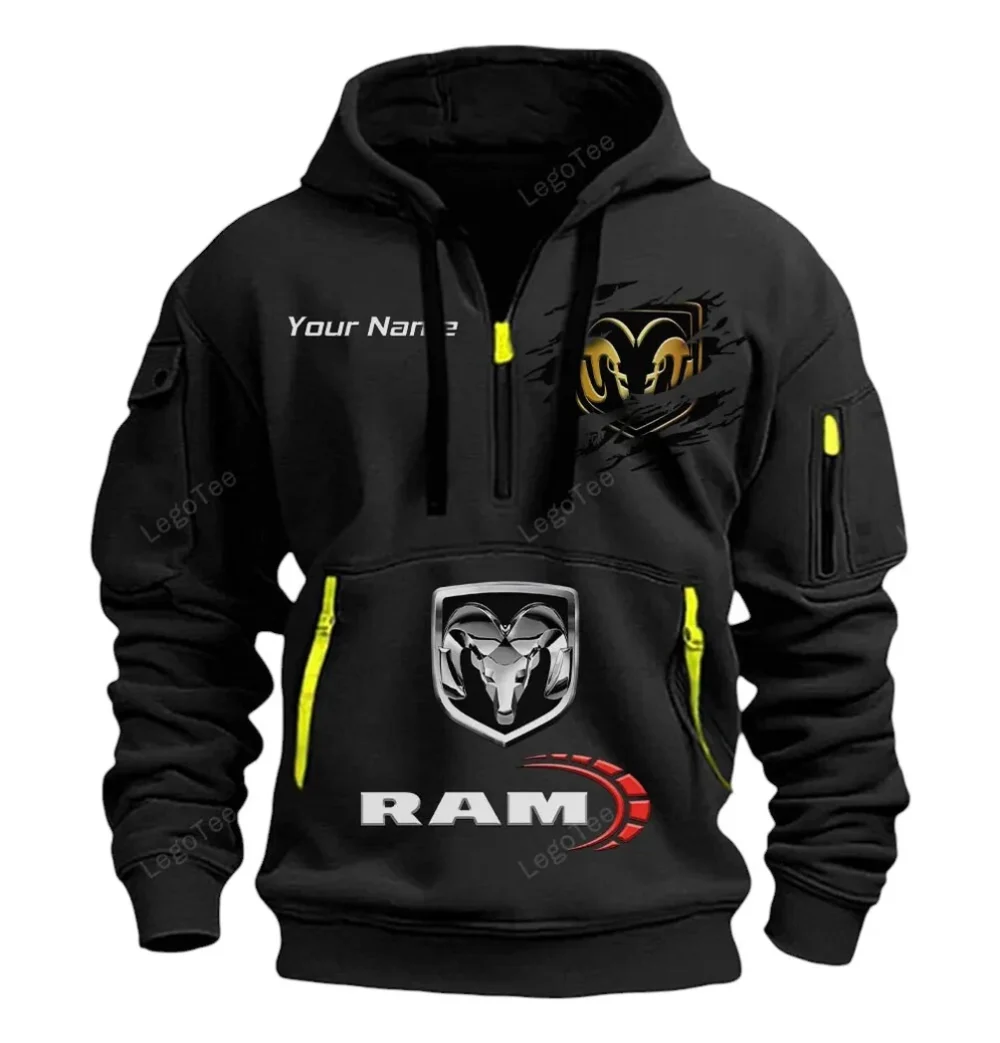 Utility Vehicle Hoodie Half Zipper, Game Day Half-Zip Hoodie CAR113 - Black - Image 2