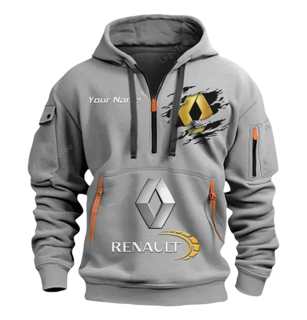 Affordable Auto Hoodie Half Zipper, Athletic Fan Half-Zip Hoodie CAR113 - Gray - Image 2