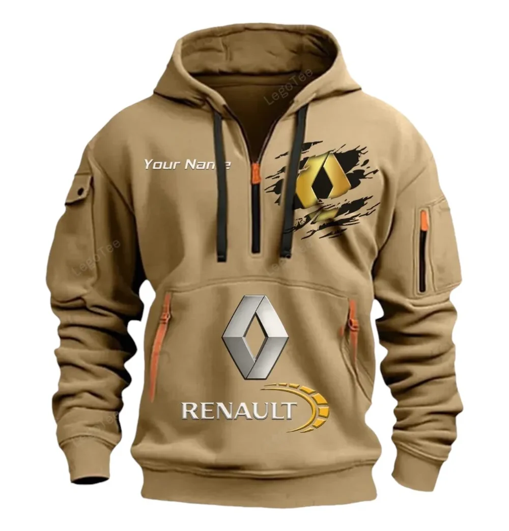 Practical Crossover Hoodie Half Zipper, Active Supporter Half-Zip Hoodie CAR113 - Khaki - Image 2