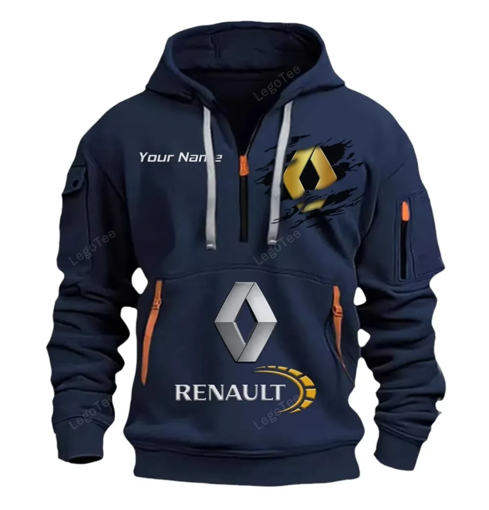 Urban Vehicle Hoodie Half Zipper, Sporty Fan Half-Zip Hoodie CAR113 - Navy - Image 2