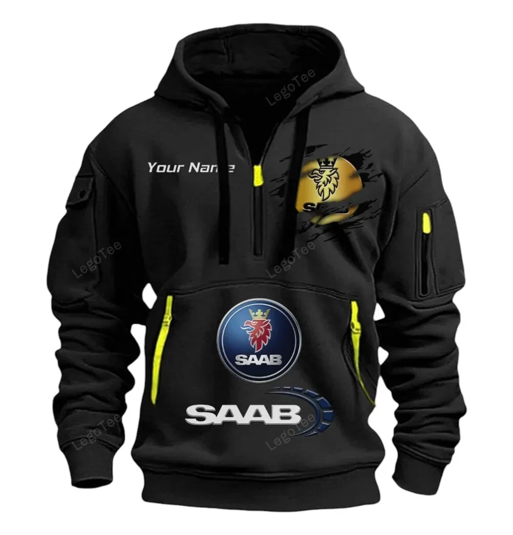 Premium Off-Road Ride Hoodie Half Zipper, Warm Up Hoodie CAR113 - Black - Image 2