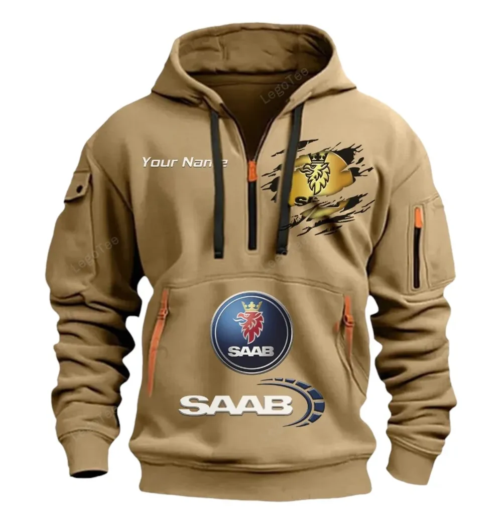 All-Terrain SUV Hoodie Half Zipper, Classic Sport Half-Zip Hoodie CAR113 - Khaki - Image 2