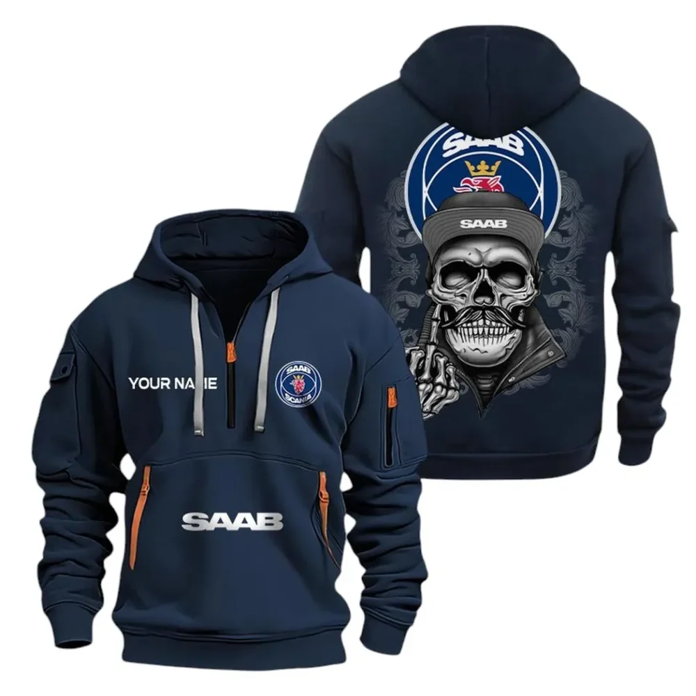 Rugged Terrain Auto Hoodie Half Zipper, Active Spirit Hoodie CAR166 - Navy - Image 2