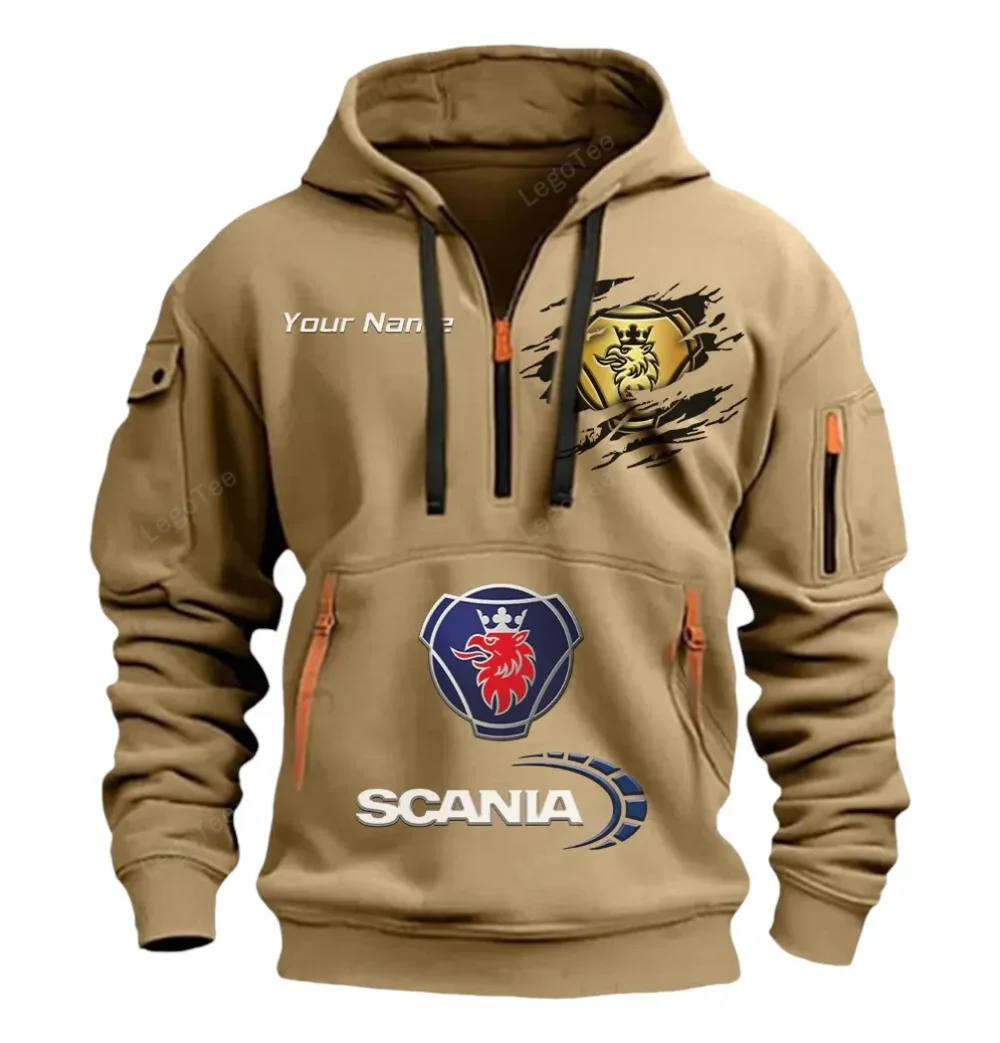 Road Hauler Hoodie Half Zipper, Game Time Hoodie CAR113 - Khaki - Image 2