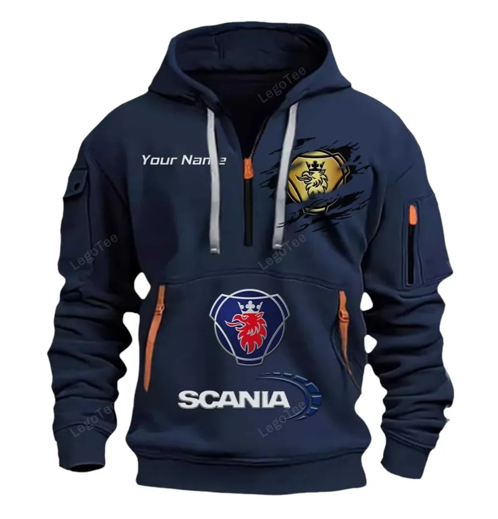 Logistics Truck Hoodie Half Zipper, All-Season Fan Half-Zip Hoodie CAR113 - Navy - Image 2