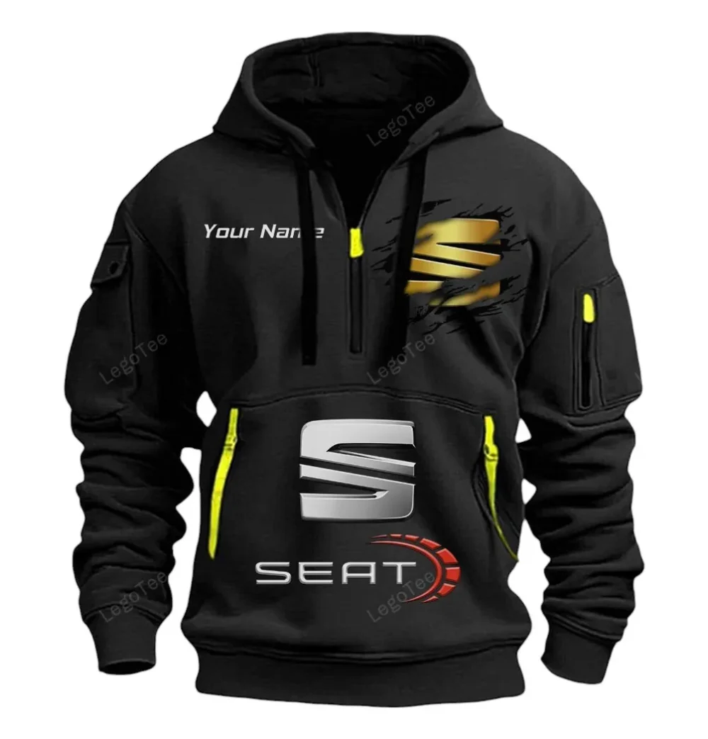 Small SUV Hoodie Half Zipper, Fan Pride Half-Zip Hoodie CAR113 - Black - Image 2