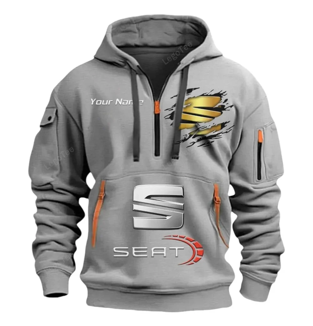 City Cruiser Hoodie Half Zipper, Supporter Style Half-Zip Hoodie CAR113 - Gray - Image 2