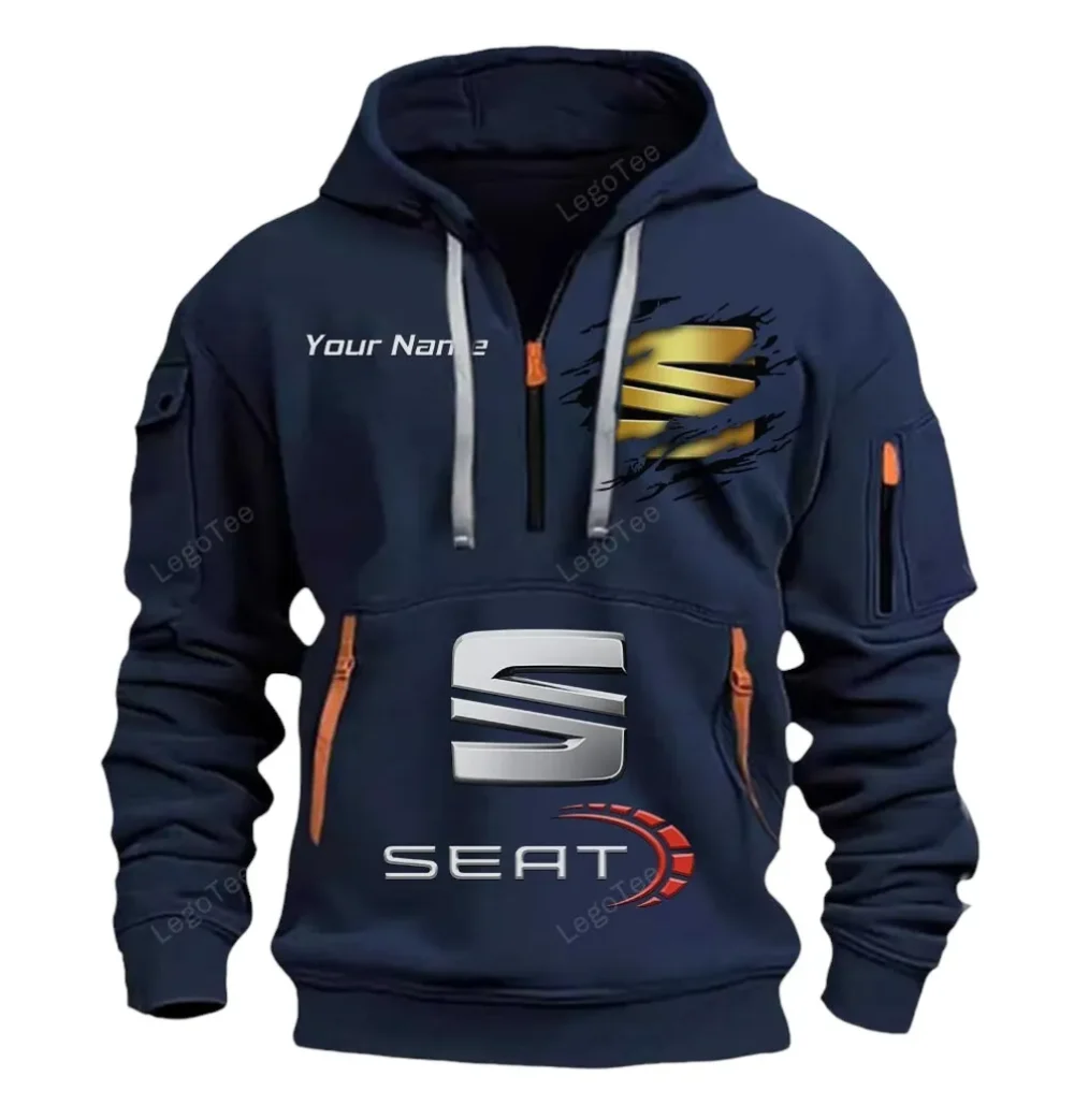Stylish Sedan Hoodie Half Zipper, Active Spirit Hoodie CAR113 - Navy - Image 2