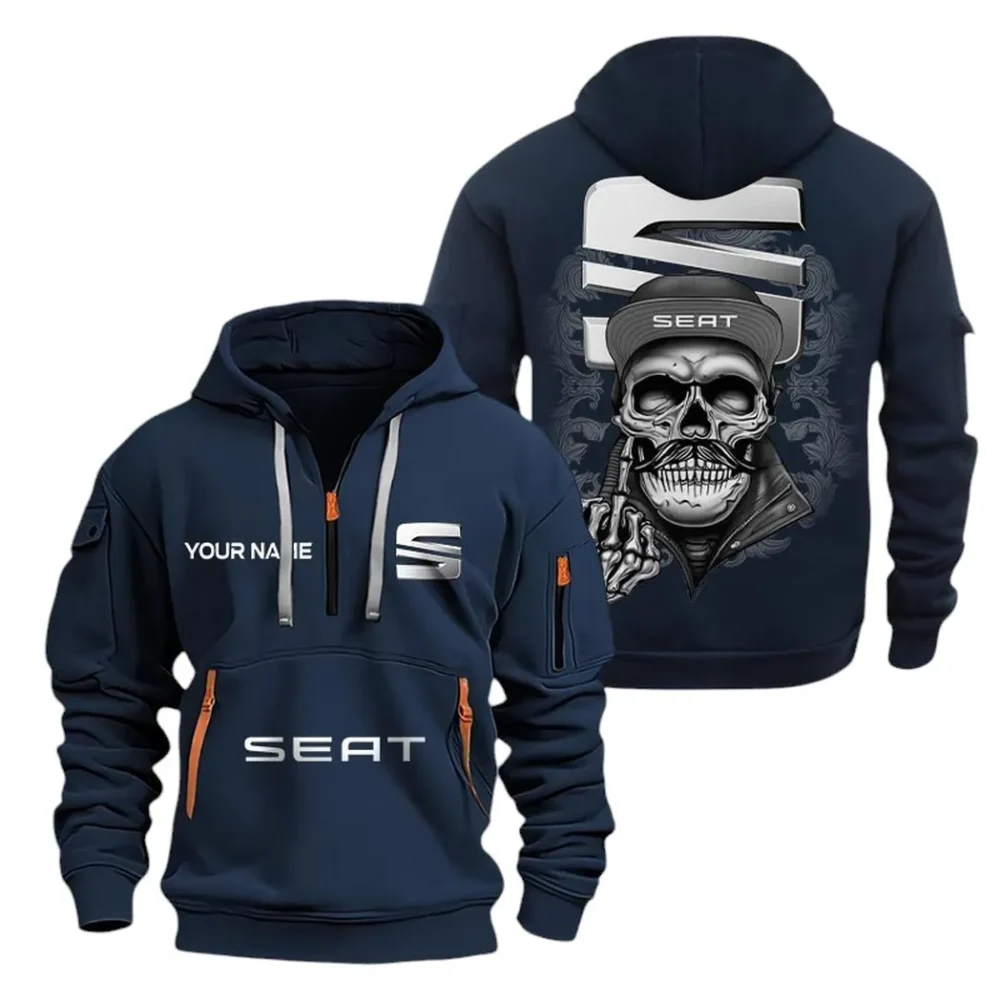 Compact Car Hoodie Half Zipper, True Fan Hoodie CAR166 - Navy - Image 2