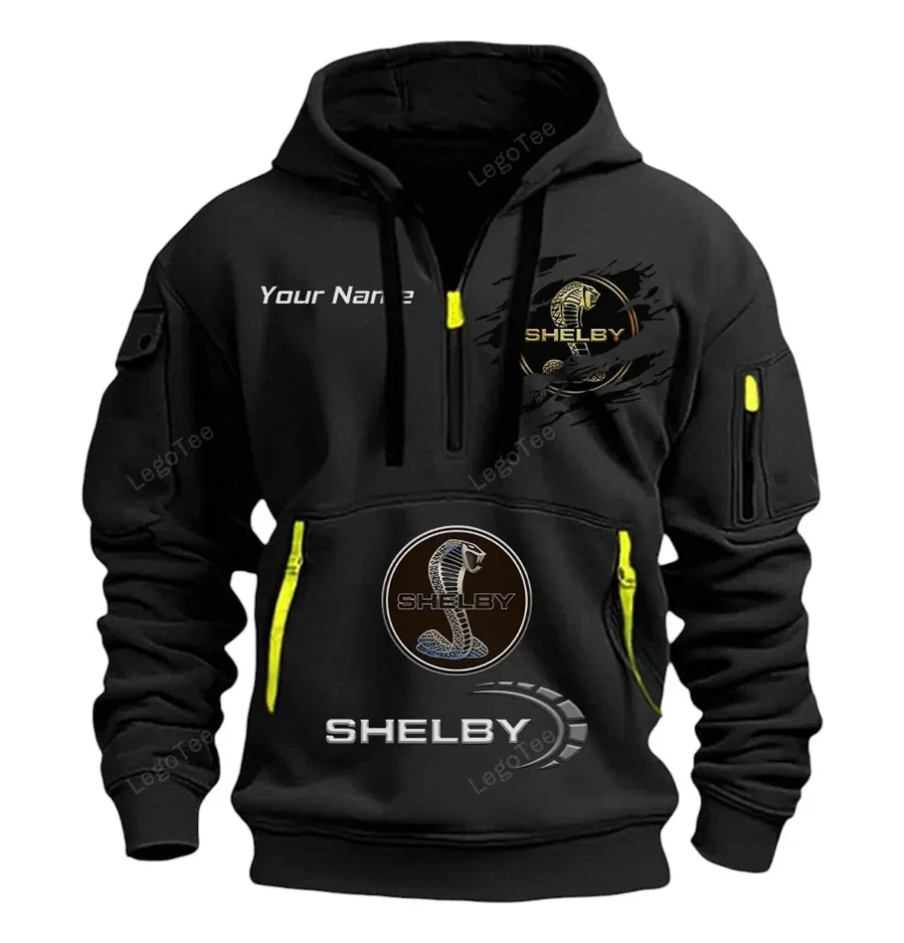 Two-Door Sports Car Hoodie Half Zipper, Game Day Half-Zip Hoodie CAR113 - Black - Image 2