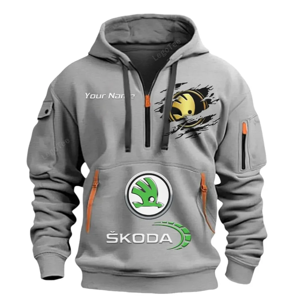 Passenger Car Hoodie Half Zipper, True Fan Hoodie CAR113 - Gray - Image 2