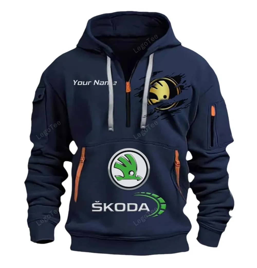 Practical Hatchback Hoodie Half Zipper, Game Ready Half-Zip Hoodie CAR113 - Navy - Image 2