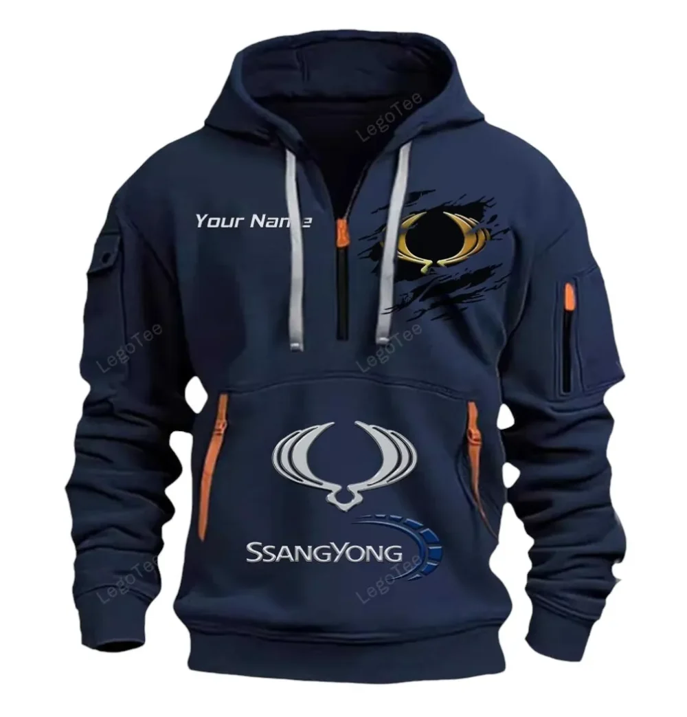 Family Sport Utility Hoodie Half Zipper, Game Day Half-Zip Hoodie CAR113 - Navy - Image 2