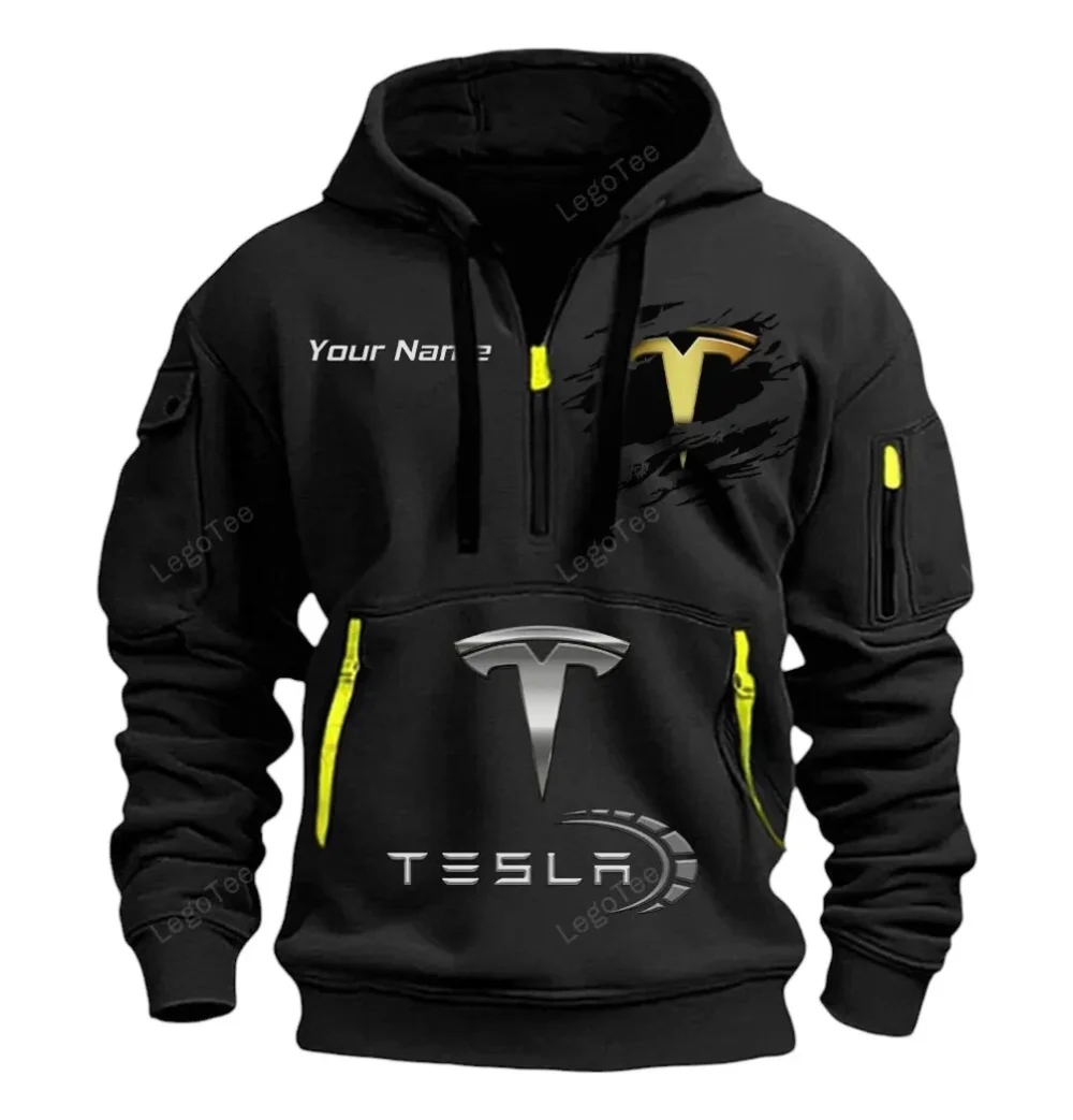 Futuristic Ride Hoodie Half Zipper, Everyday Comfort Half-Zip Hoodie CAR113 - Black - Image 2