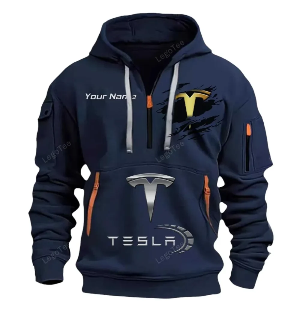 EV Sedan Hoodie Half Zipper, Active Spirit Hoodie CAR113 - Navy - Image 2