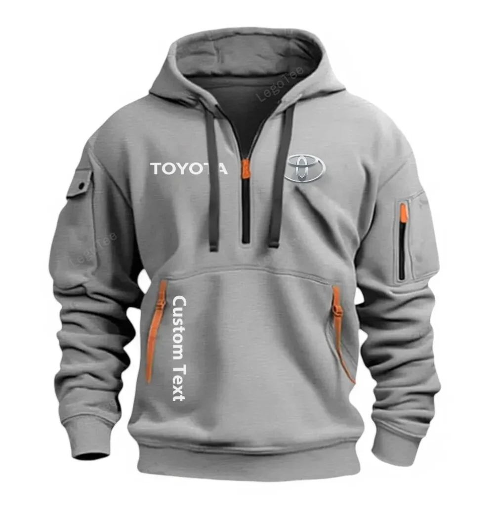 Global Auto Hoodie Half Zipper, Performance Fan Hoodie CAR112 - Gray - Image 2