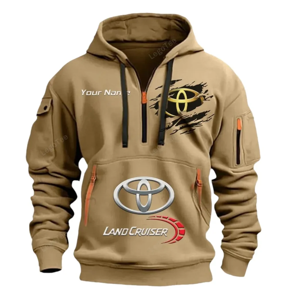 Overland Vehicle Hoodie Half Zipper, Bold Fan Hoodie CAR113 - Khaki - Image 2