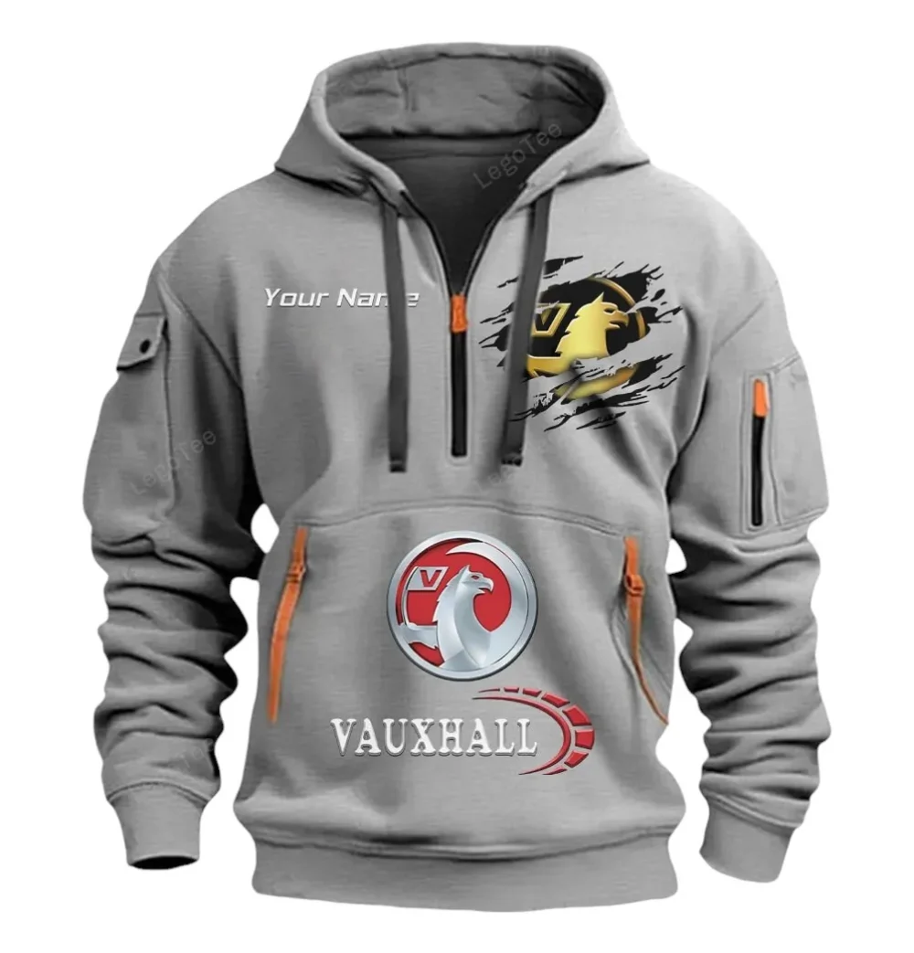 Compact SUV Hoodie Half Zipper, Athletic Fan Half-Zip Hoodie CAR113 - Gray - Image 2