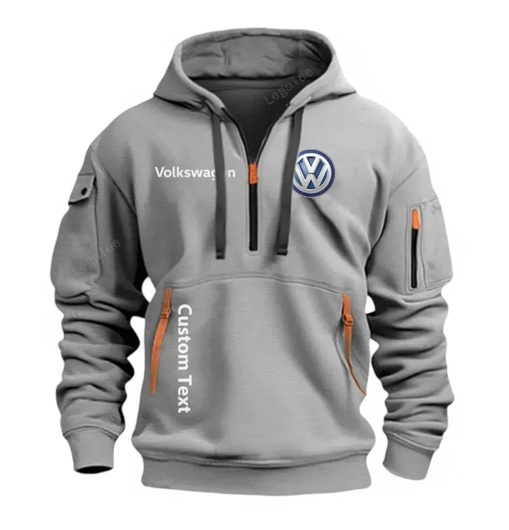 Compact Vehicle Hoodie Half Zipper, Fan Pride Half-Zip Hoodie CAR112 - Gray - Image 2