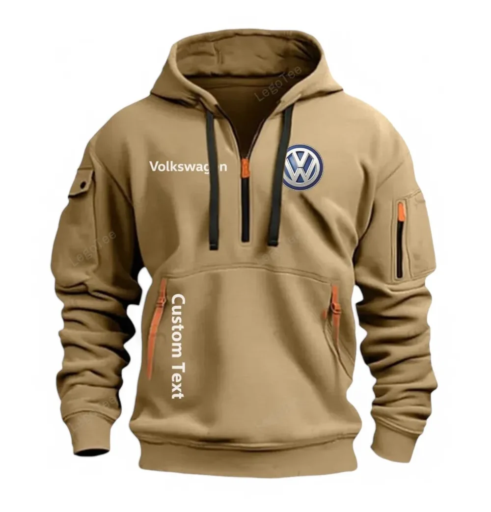 City Car Hoodie Half Zipper, Bold Energy Hoodie CAR112 - Khaki - Image 2