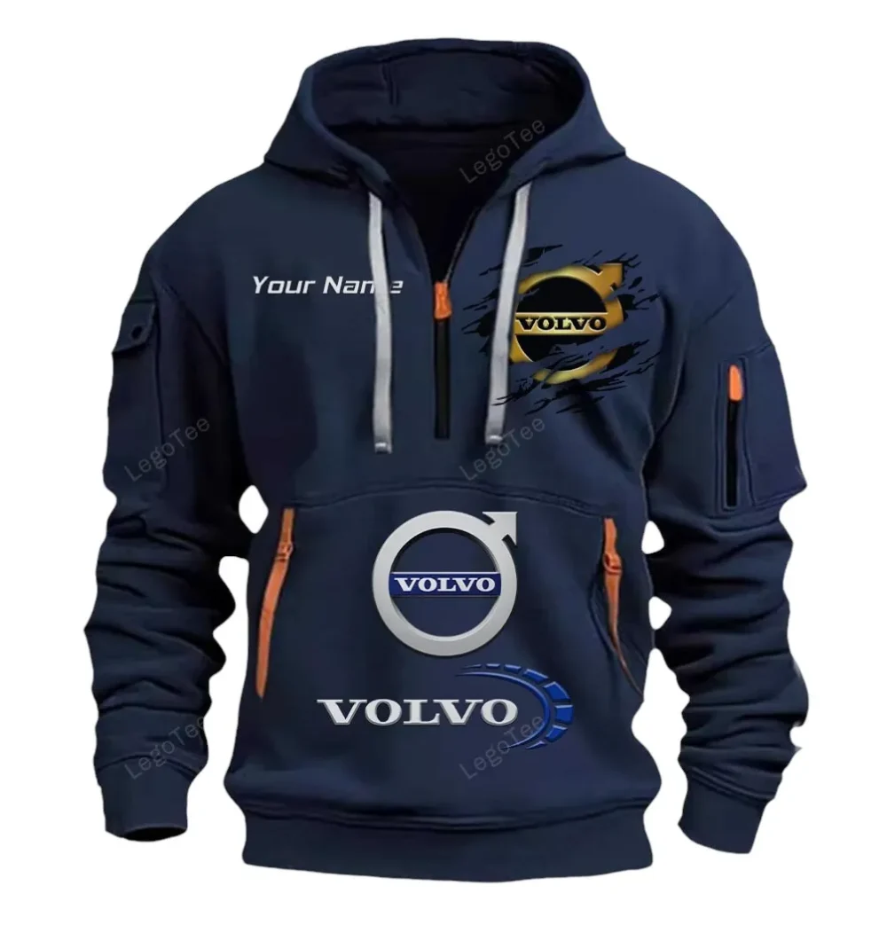Swedish Car Brand Hoodie Half Zipper, Bold Fan Hoodie CAR113 - Navy - Image 2